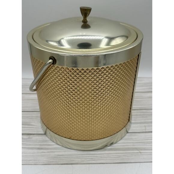 Vintage 1960s Gold Aluminum Ice Bucket Made in Italy Art Deco Retro - Picture 4 of 8